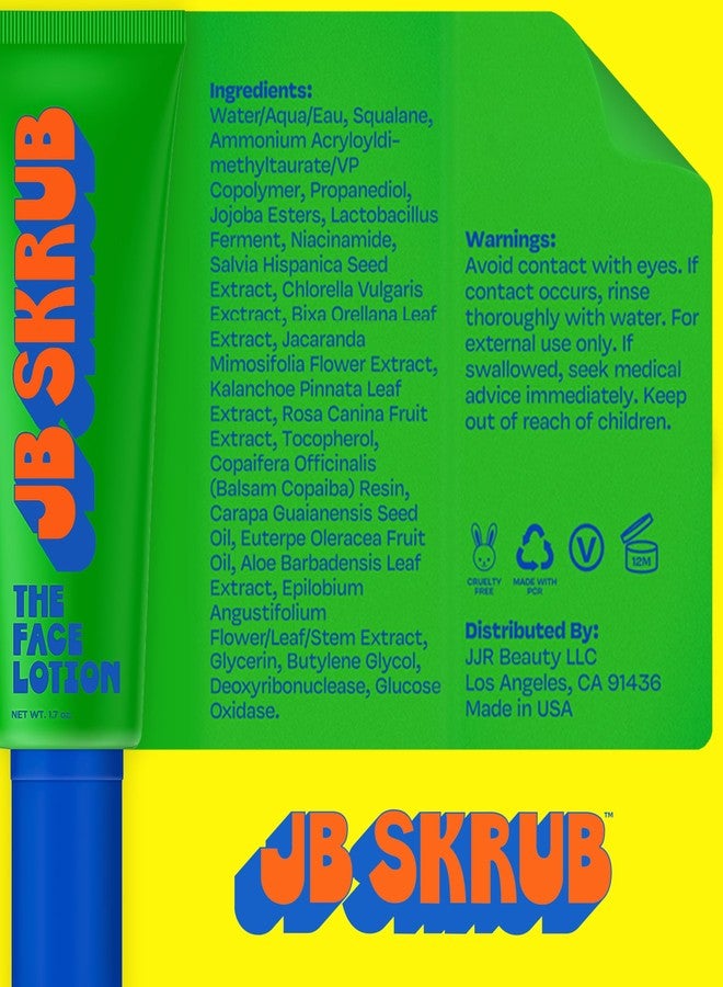 JB SKRUB The Face Lotion - Hydrating Skin Care for Kids and Teens, Acne Face Moisturizer, Fast-Absorbing & Oil-Control, Blue Light Protection, Vegan & Cruelty-Free, 1.7 oz - Image 2